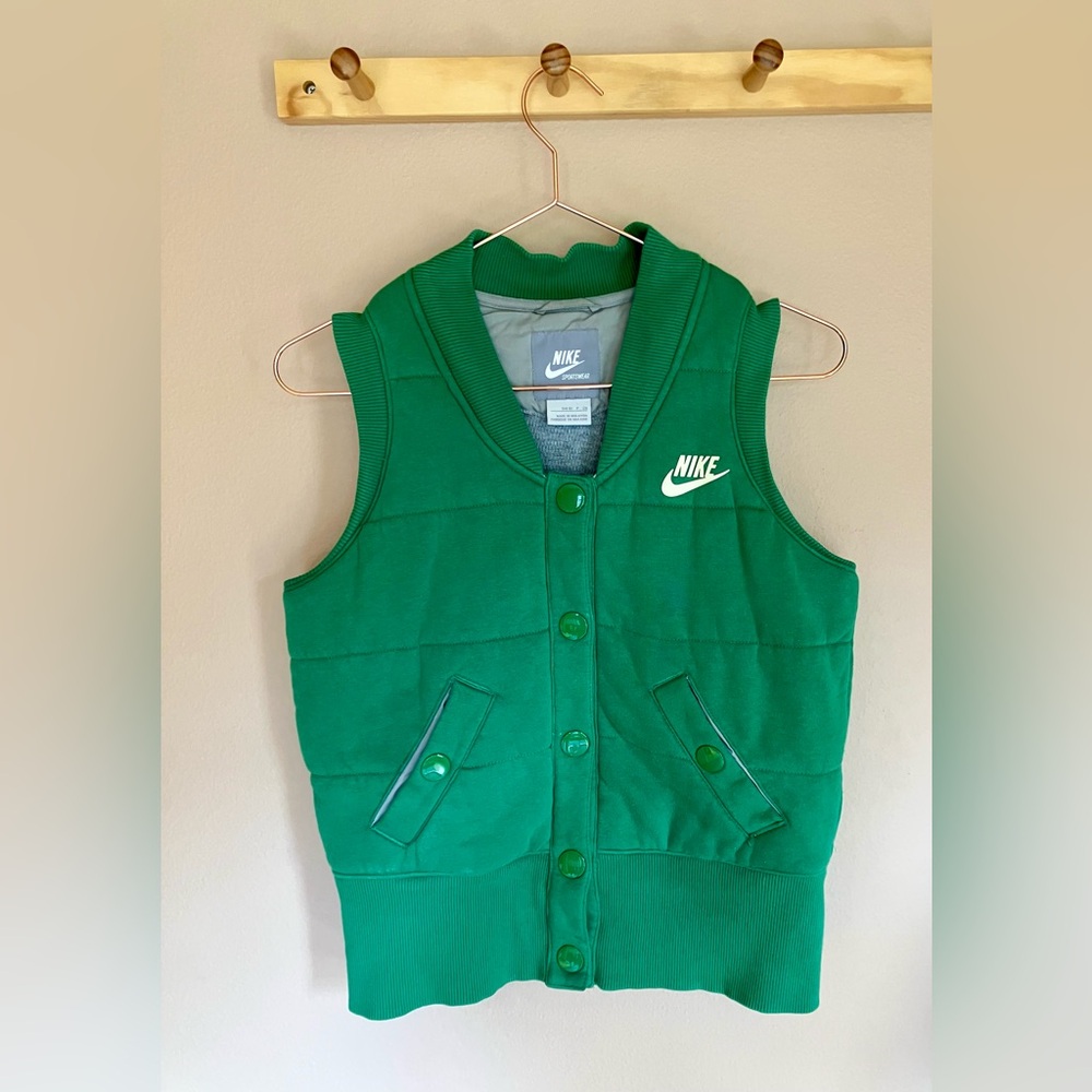 *Rare* Green Nike Quilted Snap Vest Sample